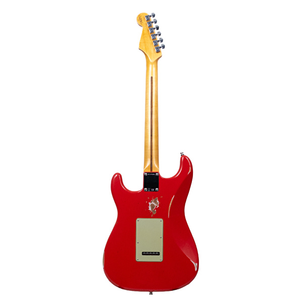 Fender Custom Shop Custom Deluxe Stratocaster HSS Relic Aged Fiesta Red Elektro Gitar